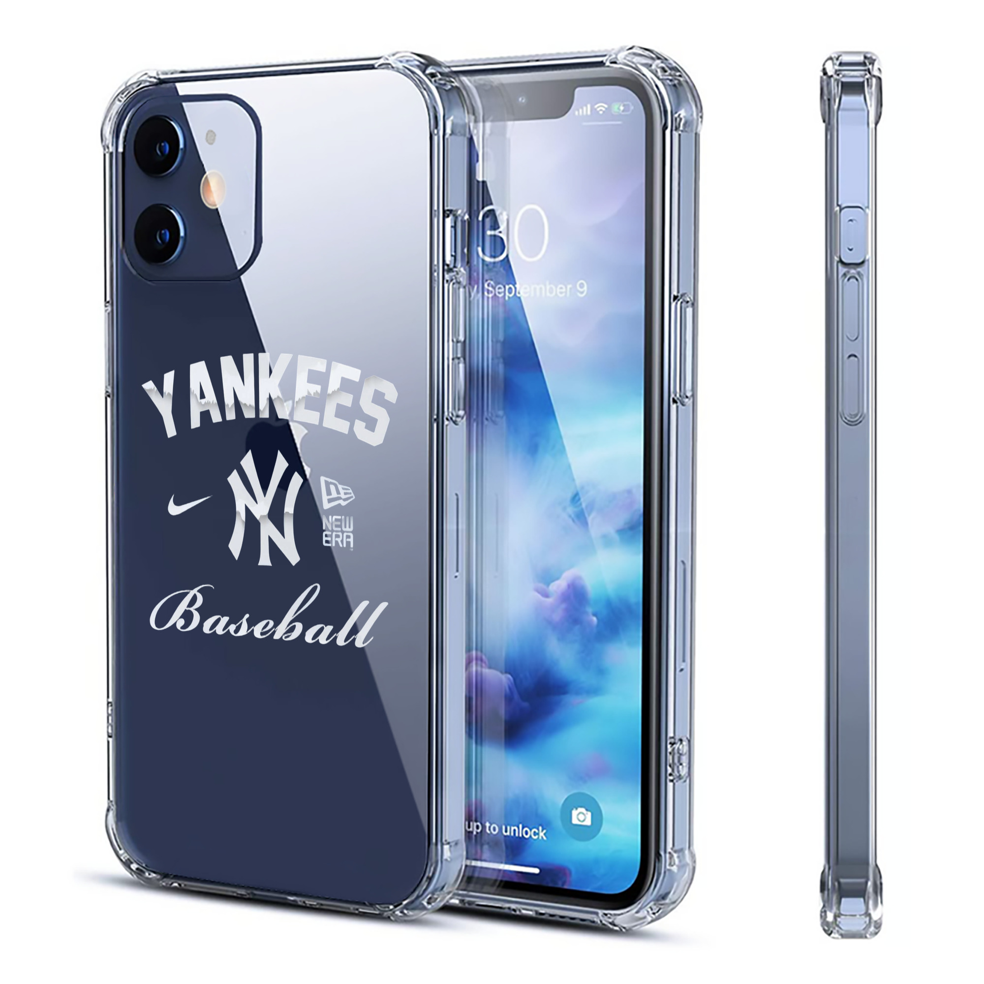 New York Yankees BaseBall Clear IPhone 12 Case – Soft TPU With UV Print – Enhanced Drop Protection, Precise Fit, Anti-Fingerprint, Customizable Design, Scratch-Resistant, Yellow-Resistant